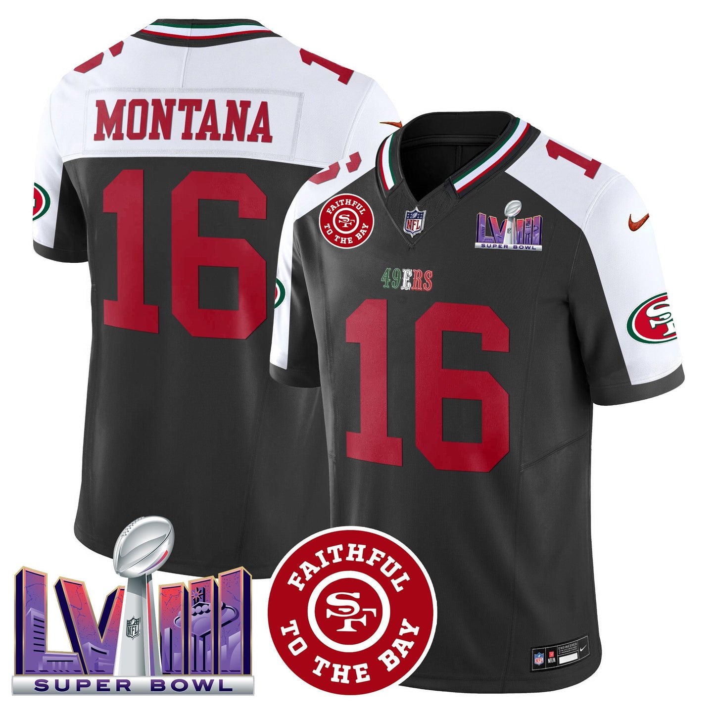 Men's 49ers Mexico Faithful & Super Bowl LVIII Patch Vapor Jersey - All Stitched
