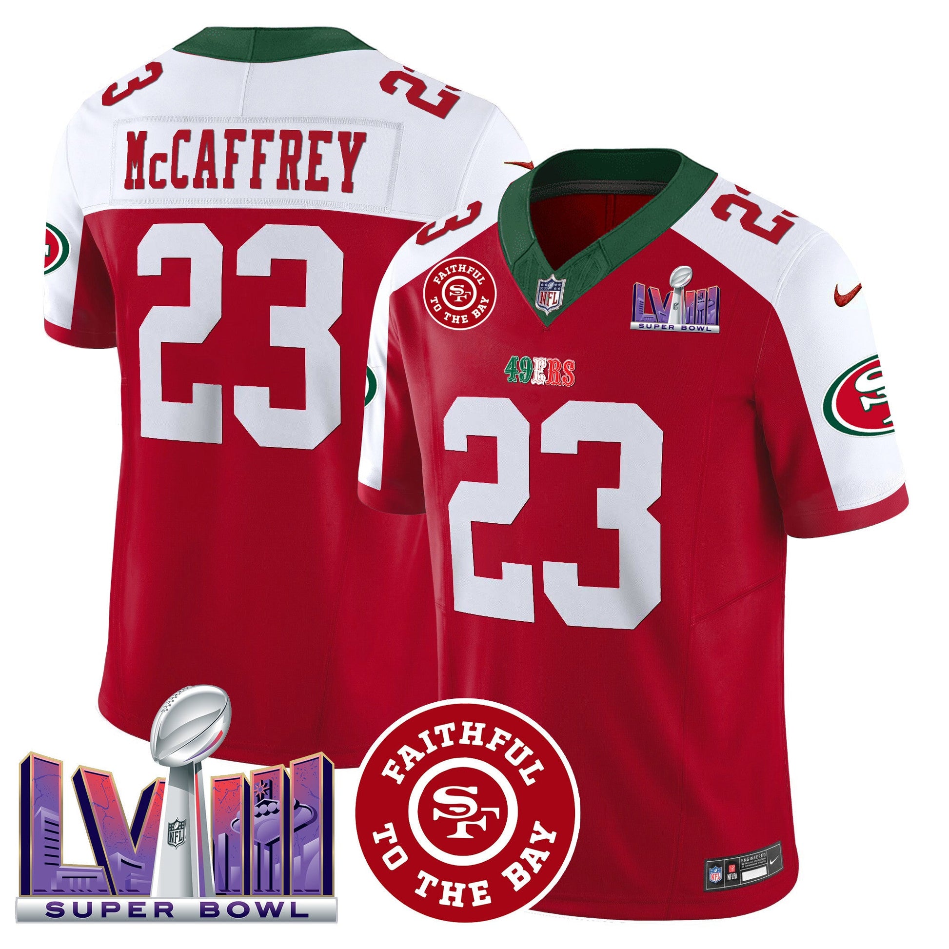 Men's 49ers Mexico Faithful & Super Bowl LVIII Patch Vapor Jersey - All Stitched
