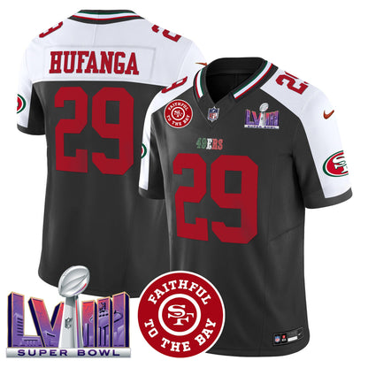 Men's 49ers Mexico Faithful & Super Bowl LVIII Patch Vapor Jersey - All Stitched