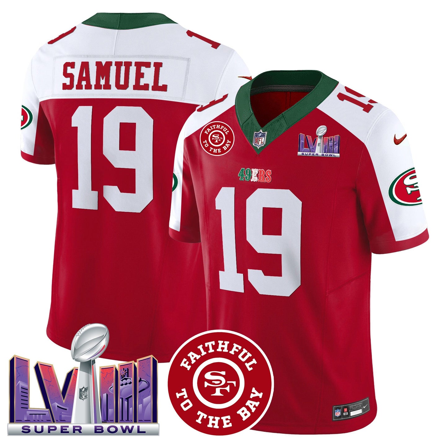Men's 49ers Mexico Faithful & Super Bowl LVIII Patch Vapor Jersey - All Stitched
