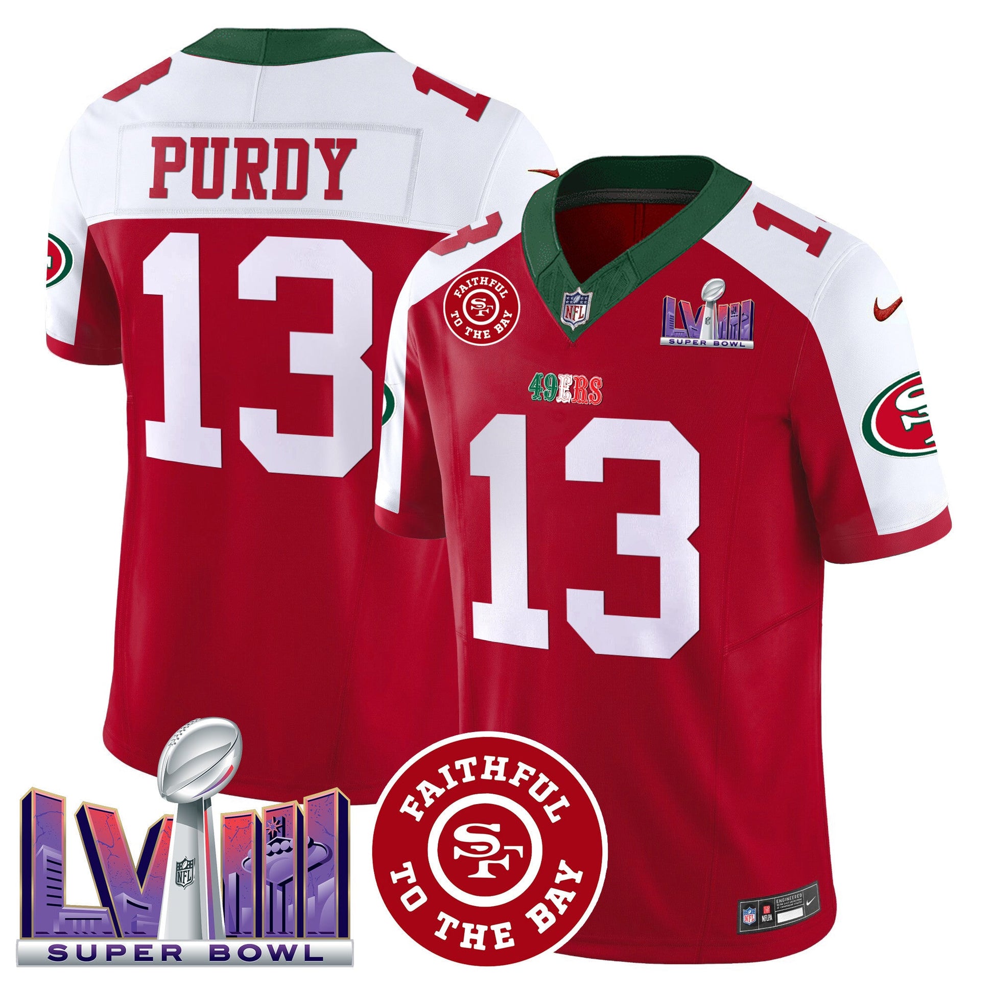 Men's 49ers Mexico Faithful & Super Bowl LVIII Patch Vapor Jersey - All Stitched