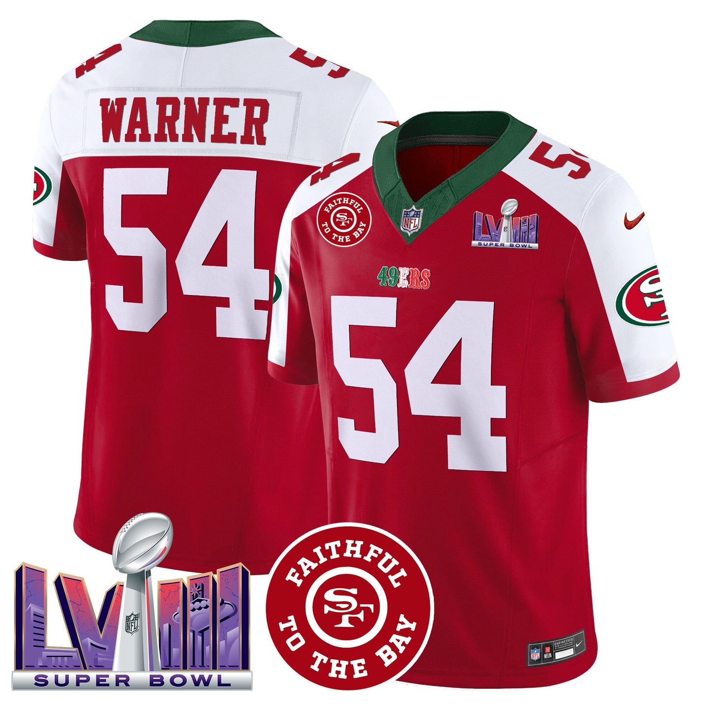 Men's 49ers Mexico Faithful & Super Bowl LVIII Patch Vapor Jersey - All Stitched