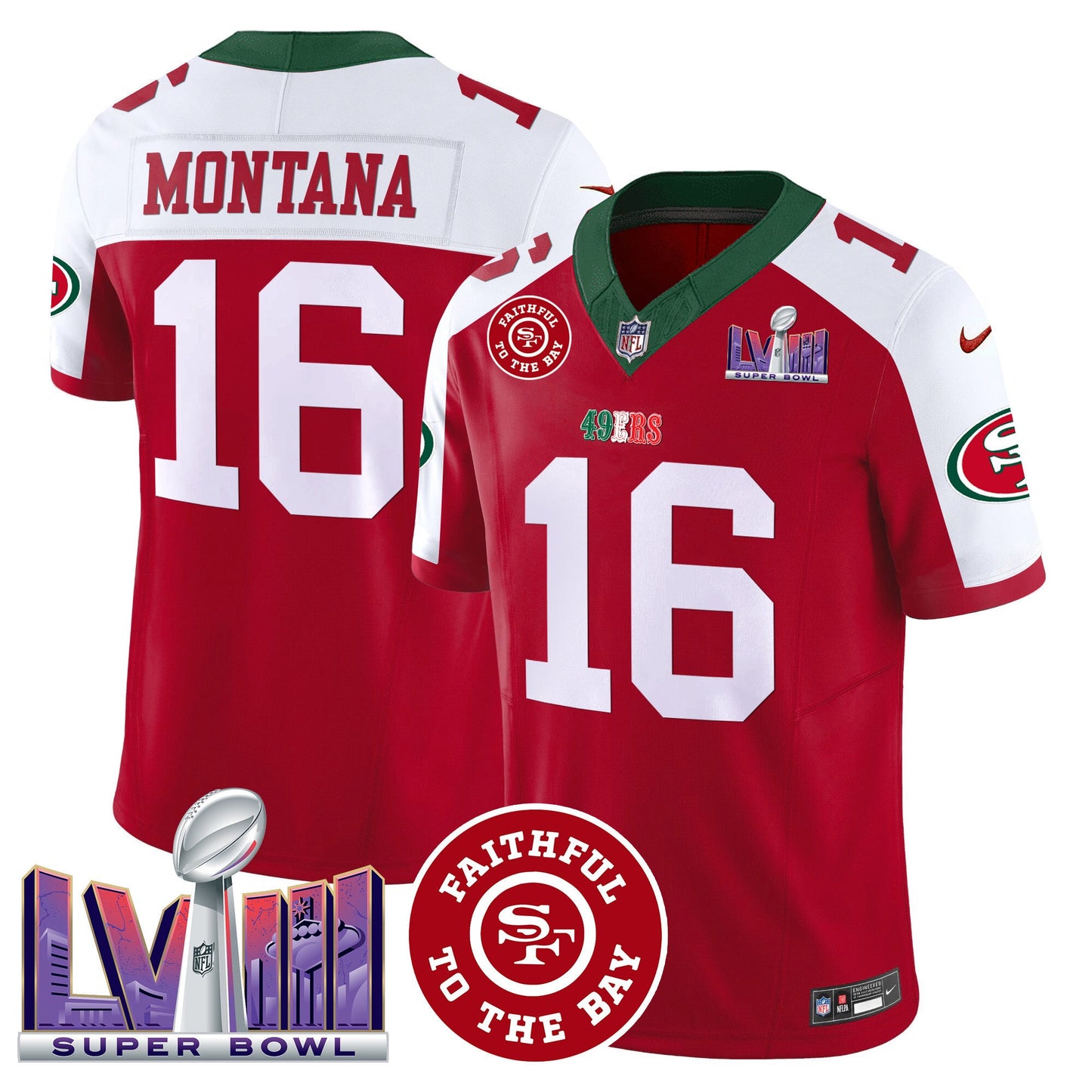 Men's 49ers Mexico Faithful & Super Bowl LVIII Patch Vapor Jersey - All Stitched