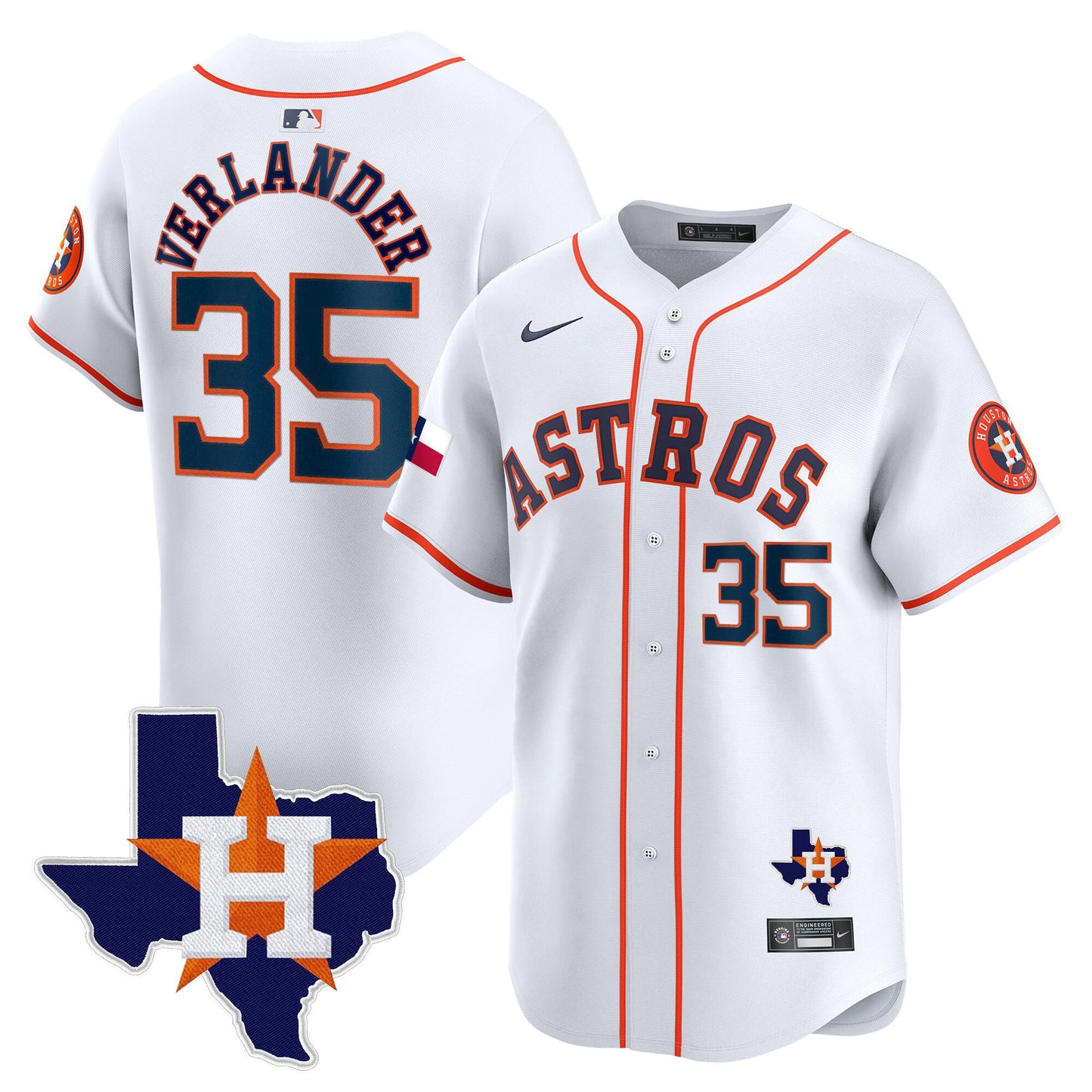 Men's Houston Astros Texas Patch Vapor Premier Limited Jersey - All Stitched