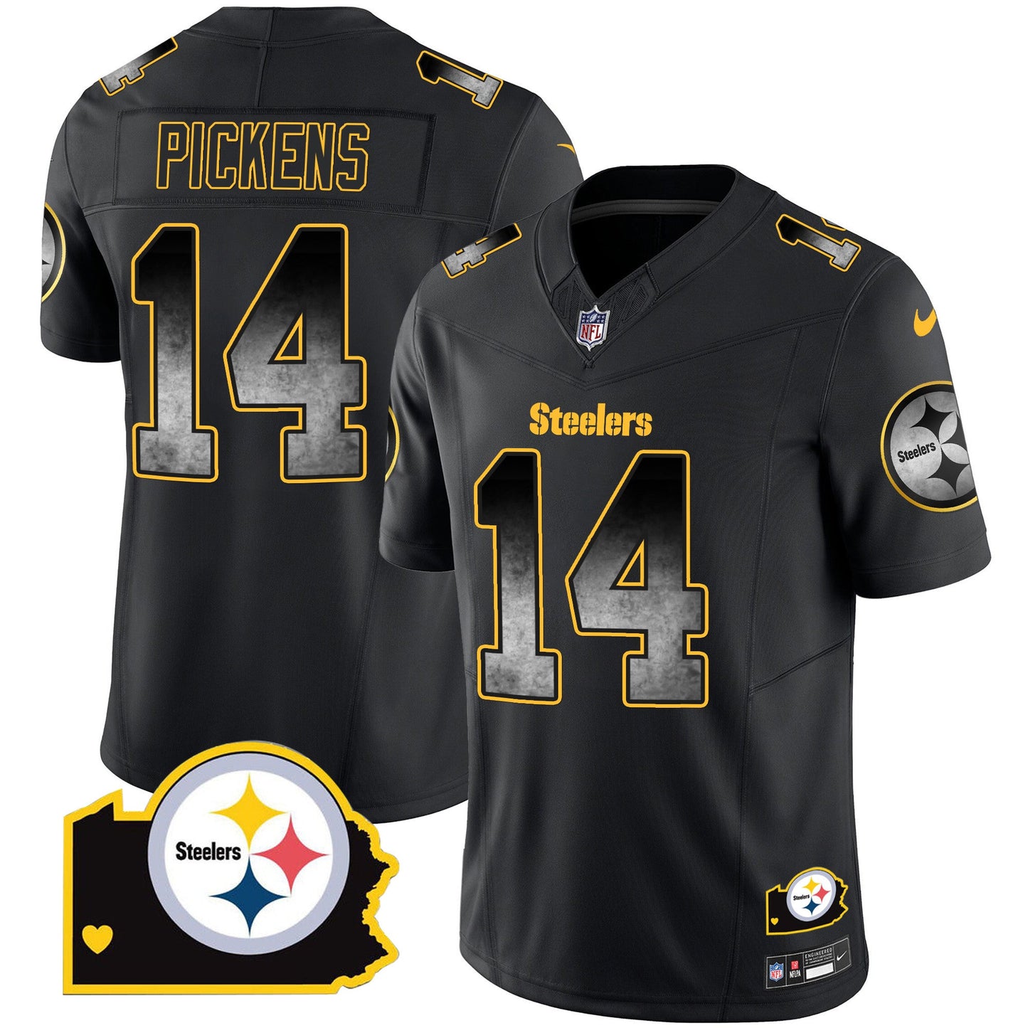 Men's Steelers Arch Smoke Home Patch Vapor Jersey - All Stitched