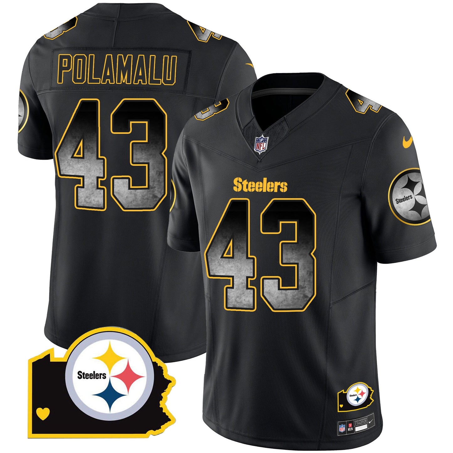 Men's Steelers Arch Smoke Home Patch Vapor Jersey - All Stitched
