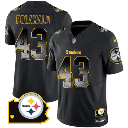 Men's Steelers Arch Smoke Home Patch Vapor Jersey - All Stitched