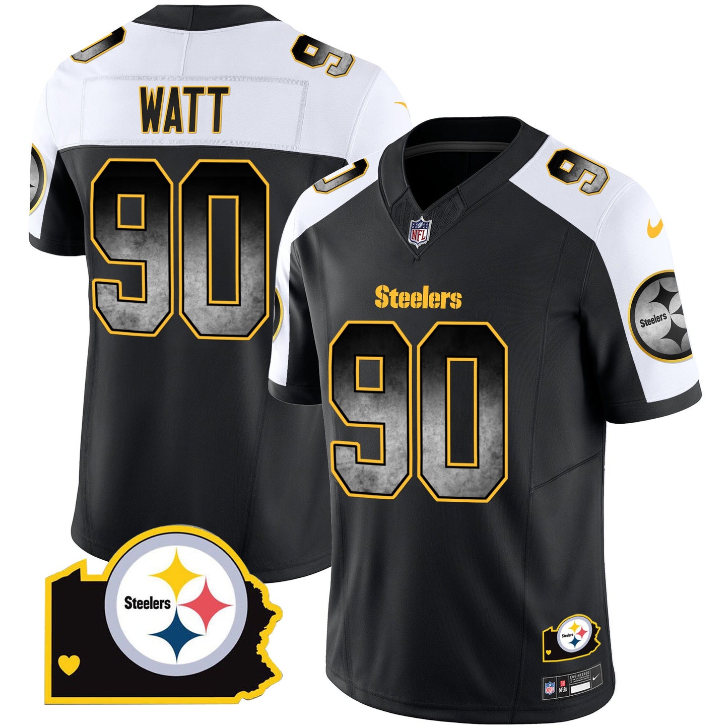 Men's Steelers Arch Smoke Home Patch Vapor Jersey - All Stitched