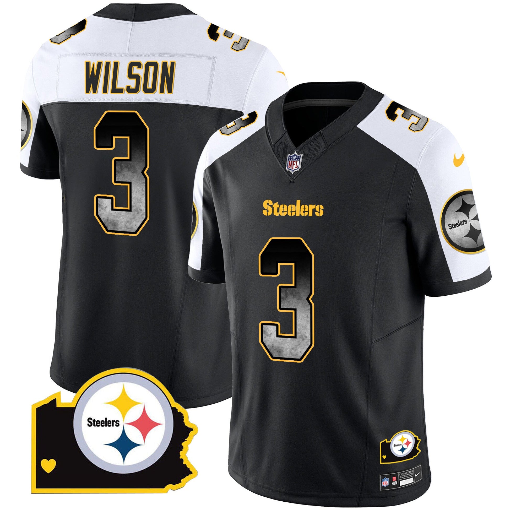 Men's Steelers Arch Smoke Home Patch Vapor Jersey - All Stitched