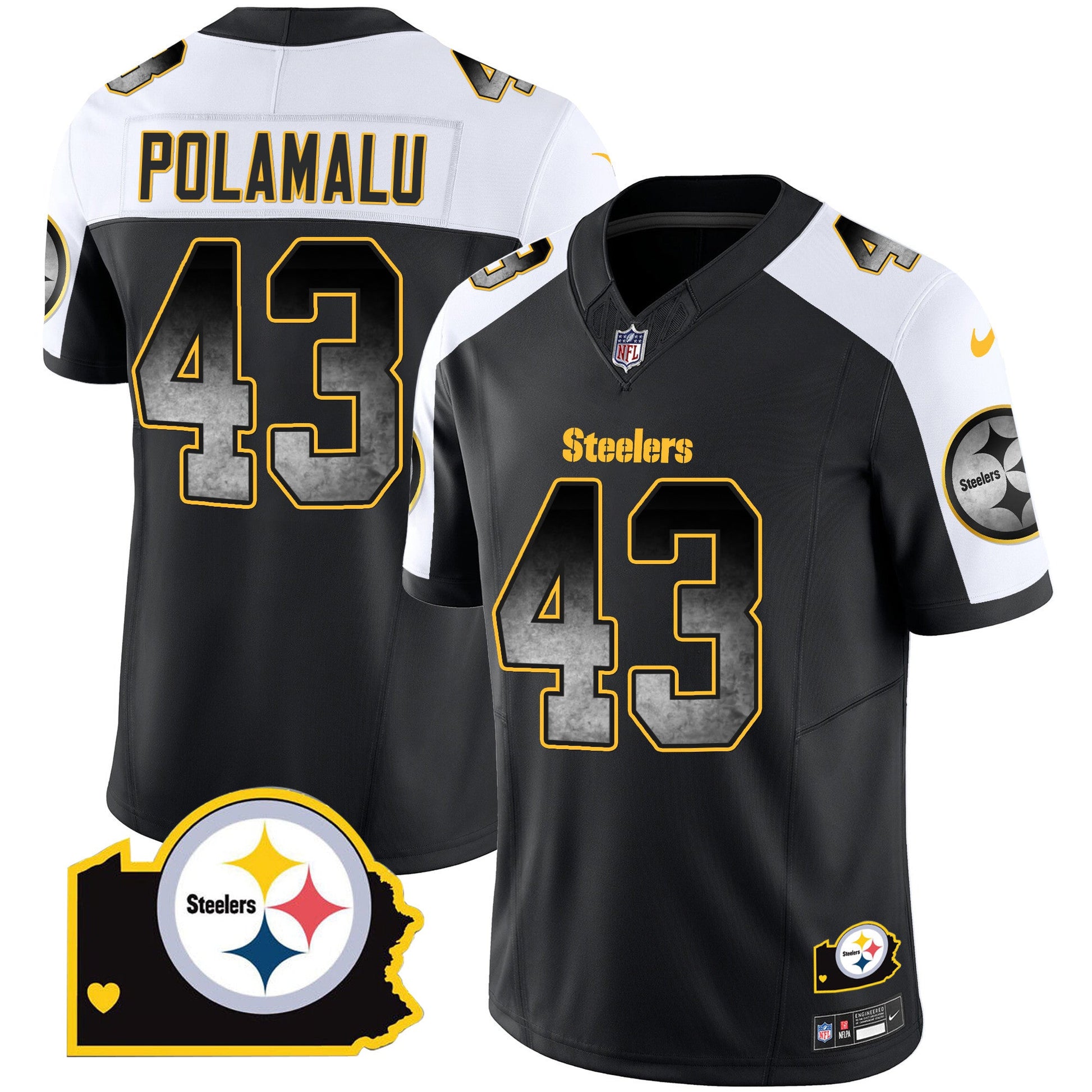 Men's Steelers Arch Smoke Home Patch Vapor Jersey - All Stitched