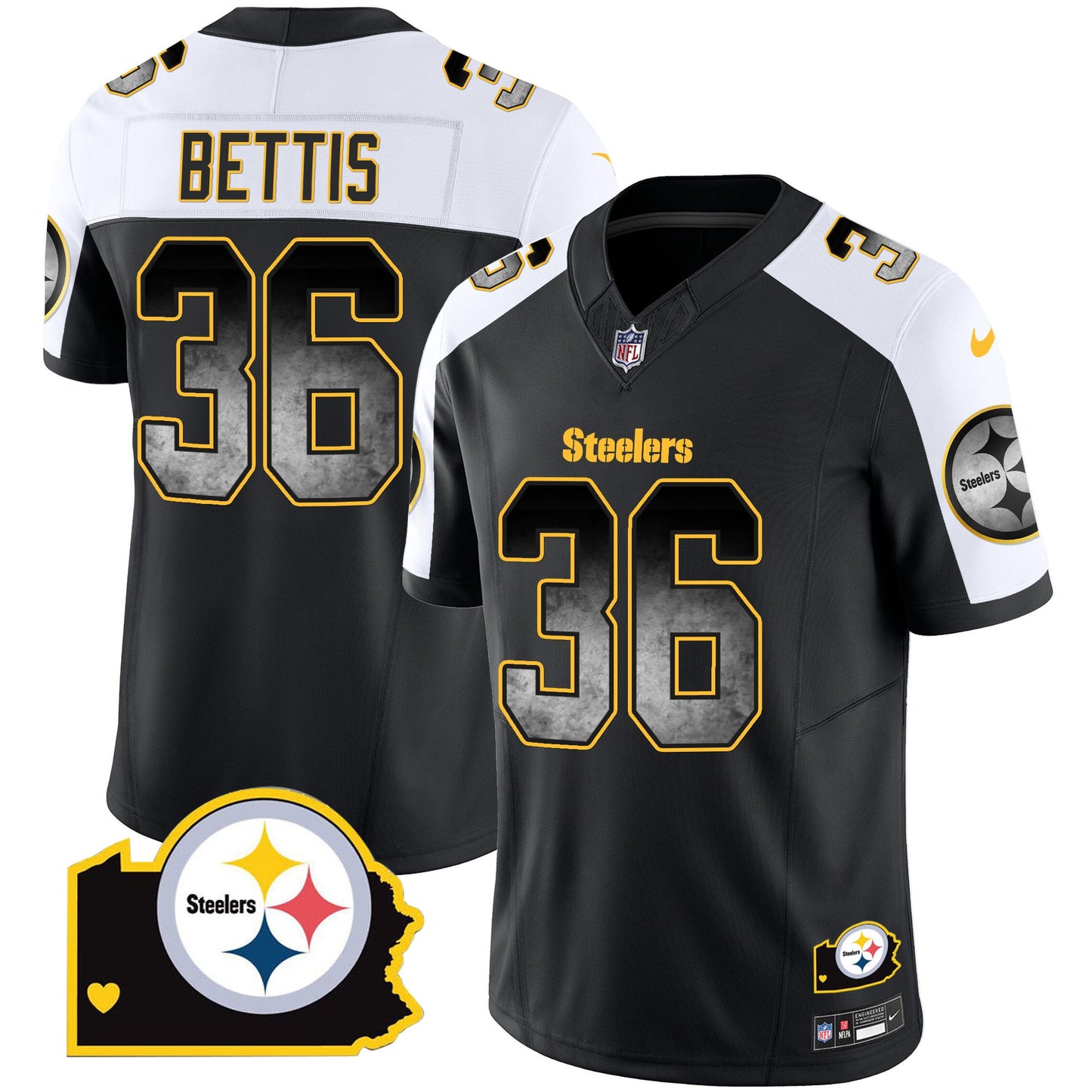 Men's Steelers Arch Smoke Home Patch Vapor Jersey - All Stitched