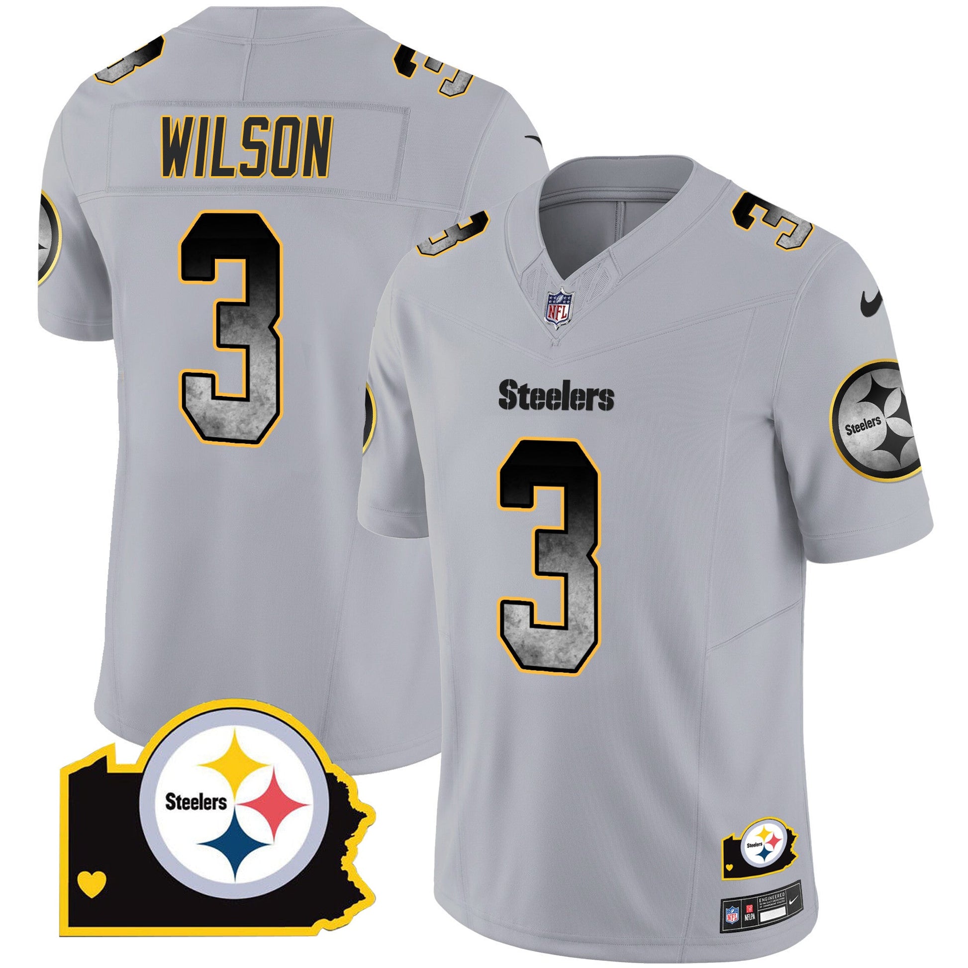 Men's Steelers Arch Smoke Home Patch Vapor Jersey - All Stitched
