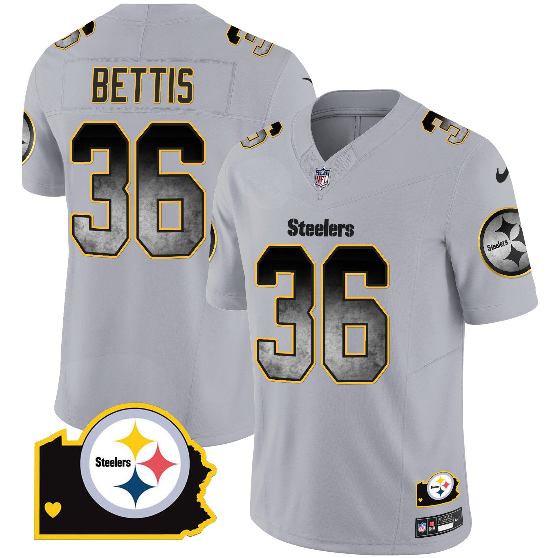 Men's Steelers Arch Smoke Home Patch Vapor Jersey - All Stitched
