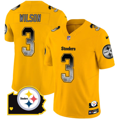 Men's Steelers Arch Smoke Home Patch Vapor Jersey - All Stitched