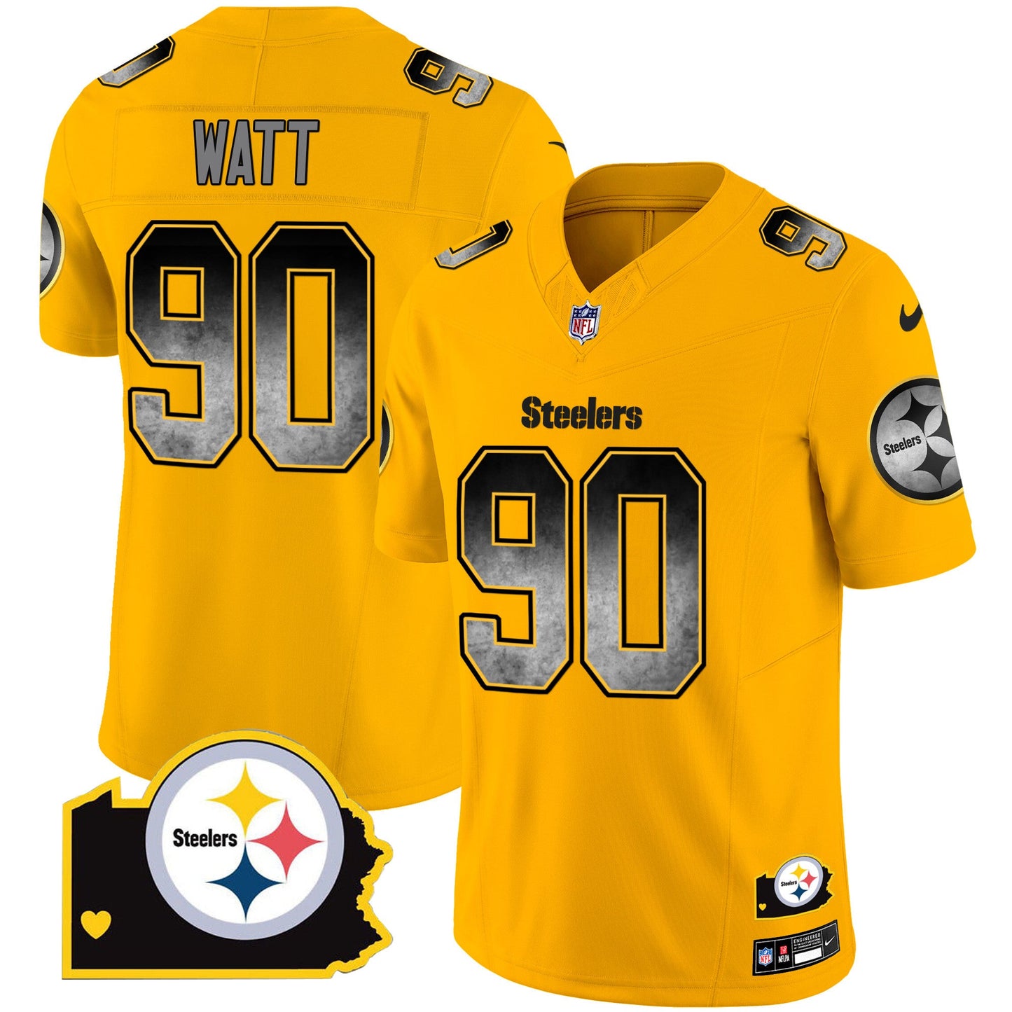 Men's Steelers Arch Smoke Home Patch Vapor Jersey - All Stitched