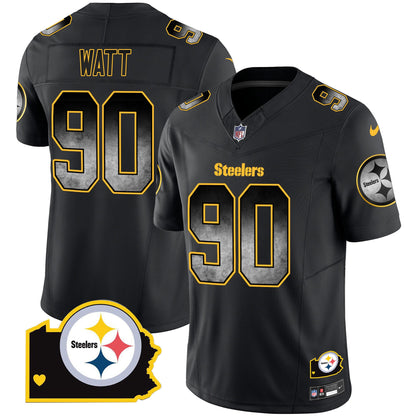 Men's Steelers Arch Smoke Home Patch Vapor Jersey - All Stitched