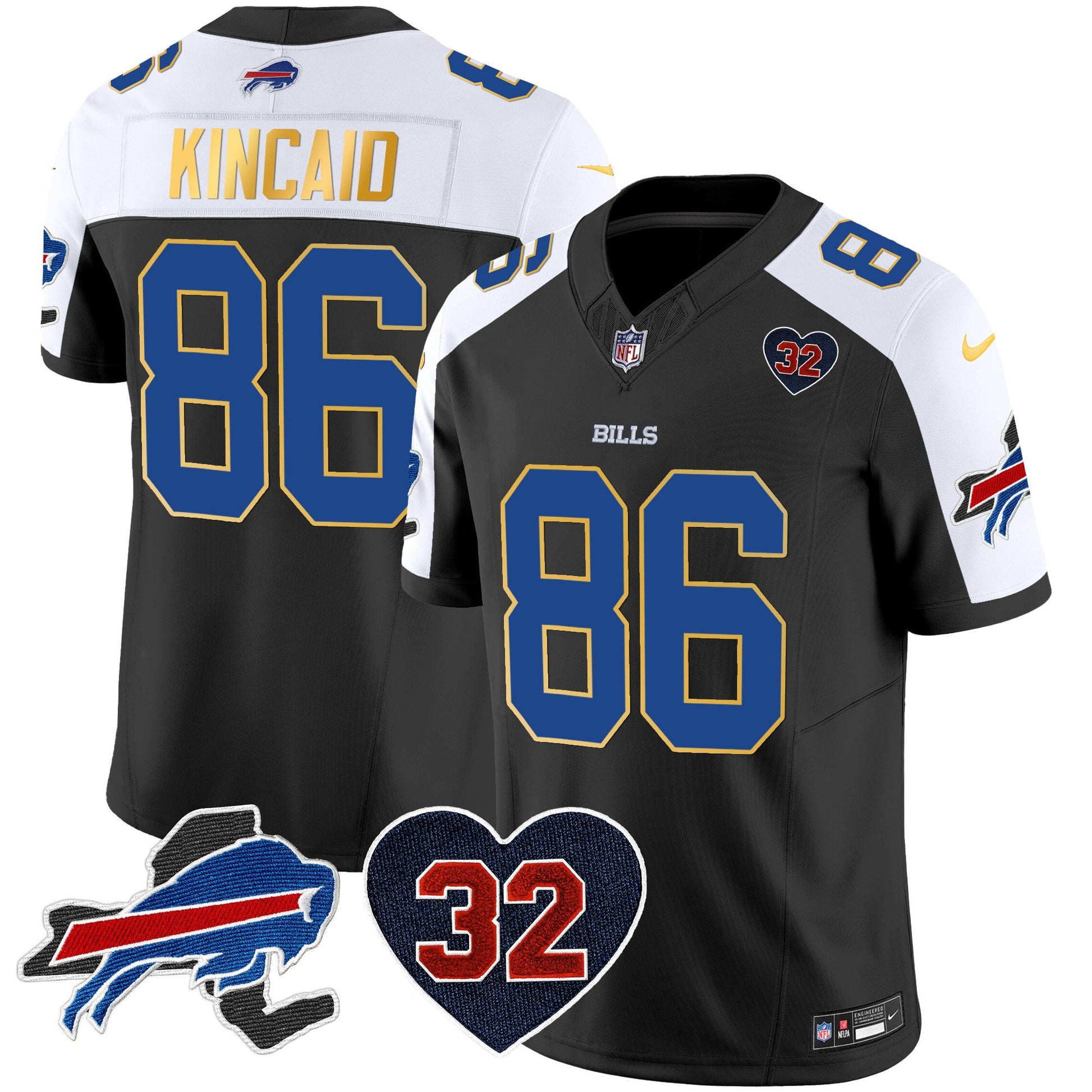 Men's Bills O.J. Simpson Patch Gold Trim Vapor Limited Jersey - All Stitched