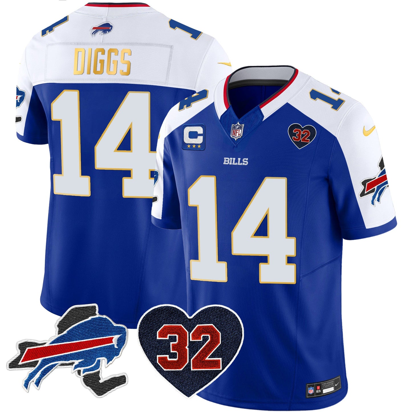 Men's Bills O.J. Simpson Patch Gold Trim Vapor Limited Jersey - All Stitched
