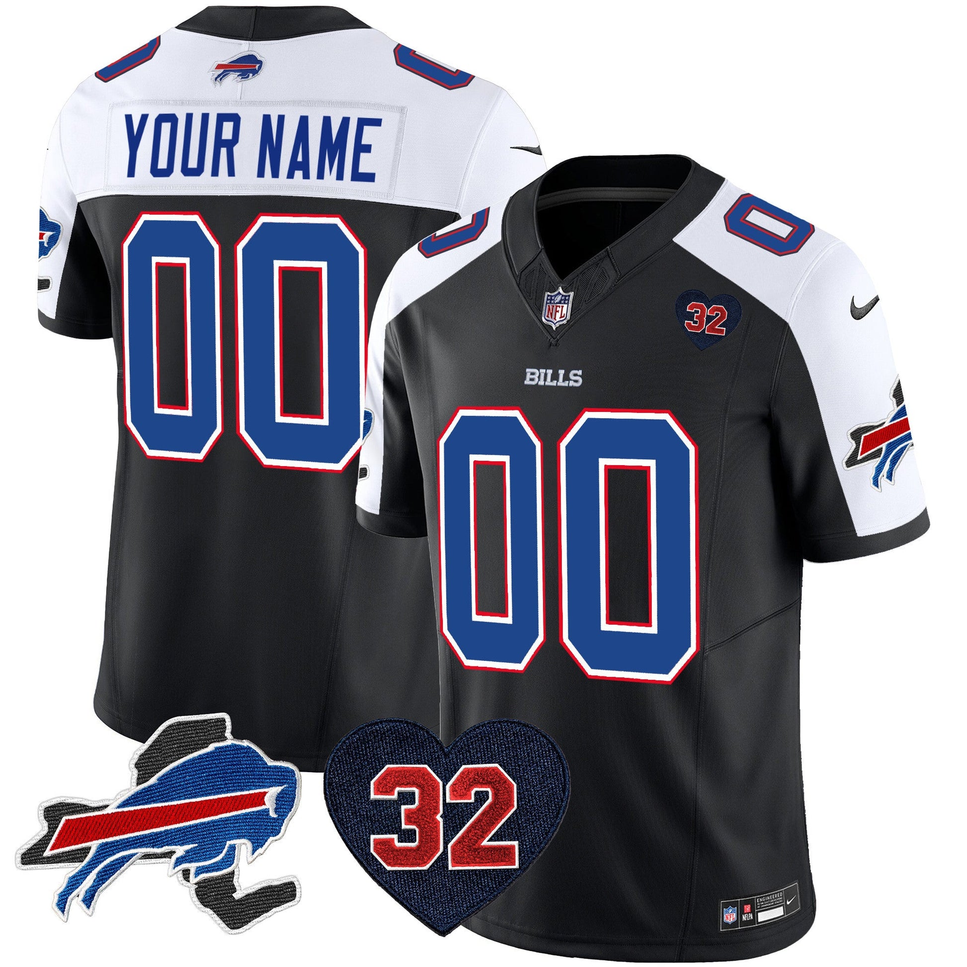 Bills O.J. Simpson Patch Gold Vapor Limited Custom Jersey - All Stitched