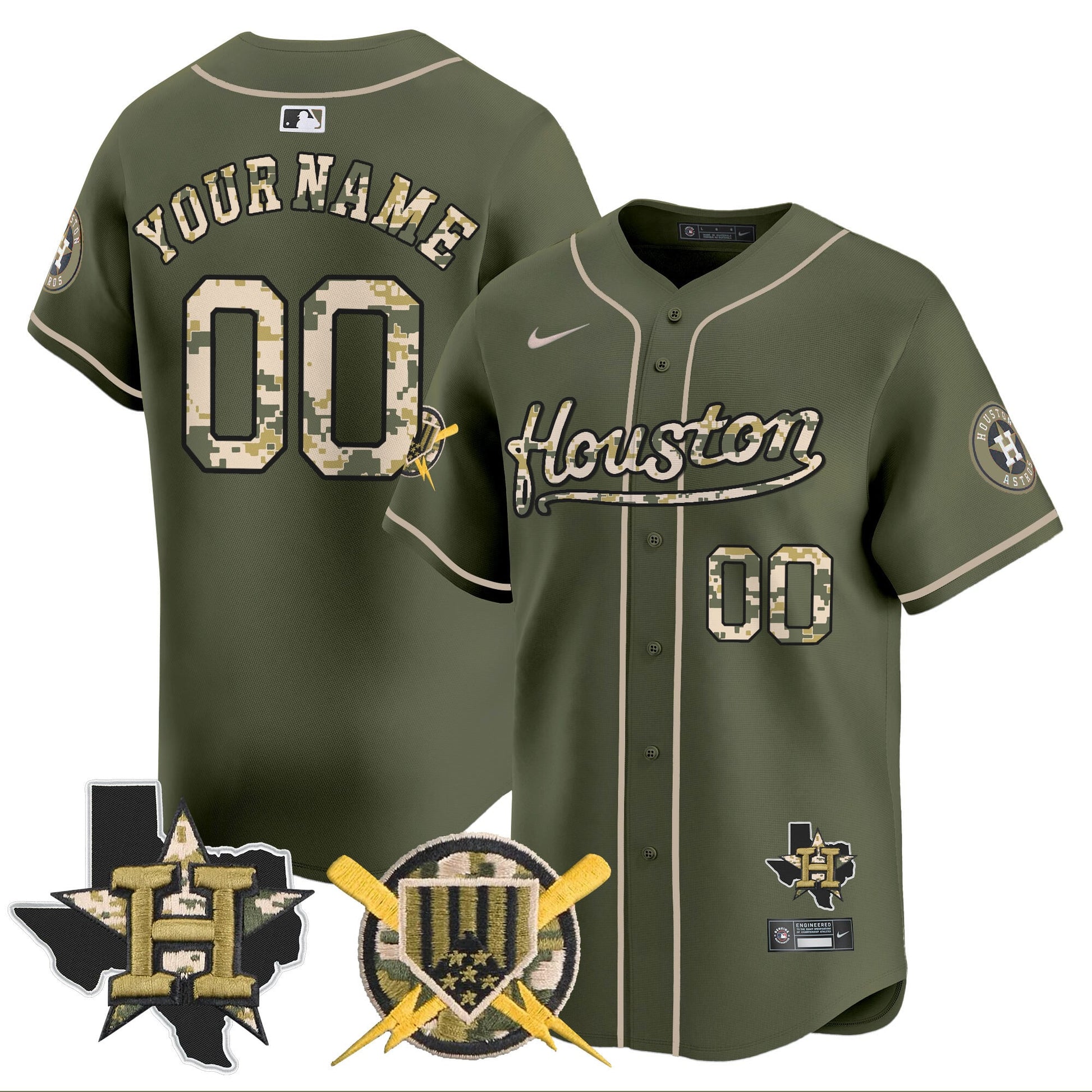 Houston Astros Armed Forces Day Vapor Premier Limited Custom Jersey - All Stitched V2