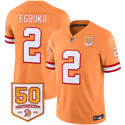 Men's Tampa Bay Buccaneers Throwback 50th Season Patch Vapor Limited Jersey - All Stitched