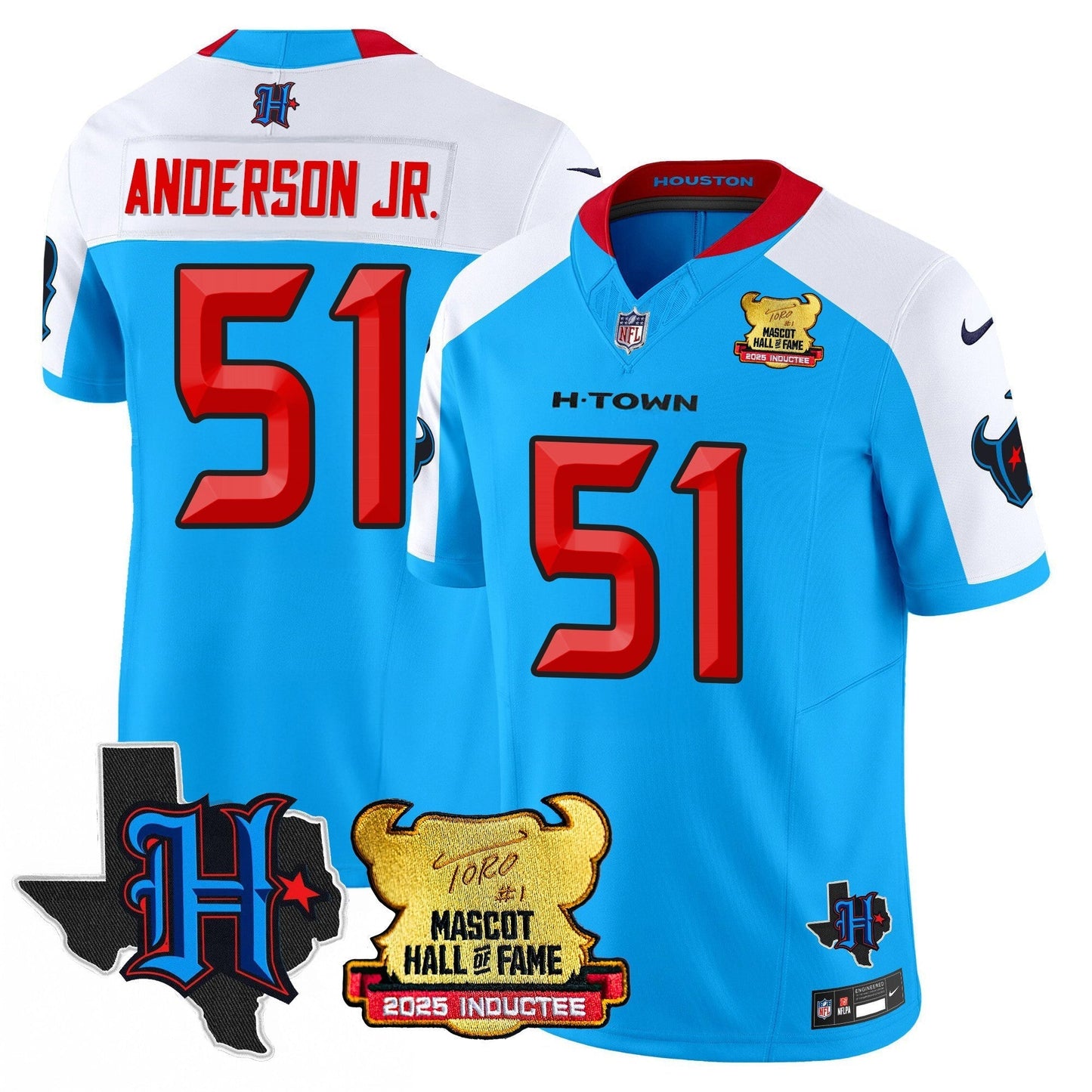 Houston Texans 2025 Mascot Hall Of Fame Jersey - All Stitched