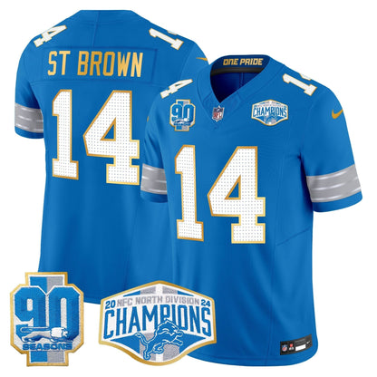 DET 2024 NFC North Division Champions Patch Gold Trim Vapor Limited Jersey - All Stitched
