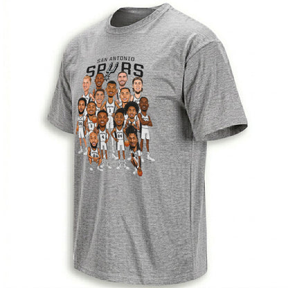 SAS Black 2026 NBA Playoffs Roster Caricature Printed T-Shirt